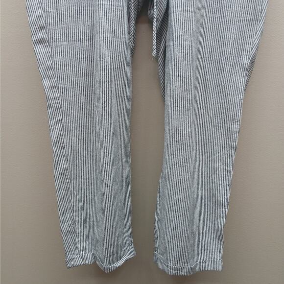 J. Crew Linen/Cotton Striped Drawstring Pinstripe Ankle Pants Black White SZ 12 - Picture 6 of 11